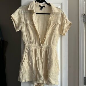 Women’s Forever 21 Medium Cream Linen/cotton romper